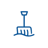 A blue symbol is shown for the shovel.