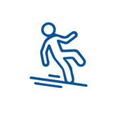 A blue person is riding on a snowboard.